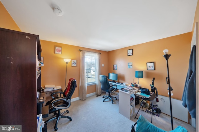 view of carpeted home office