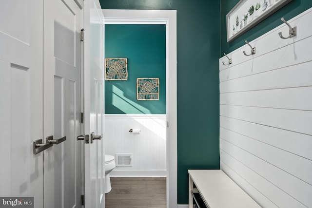 mudroom featuring wood-type flooring