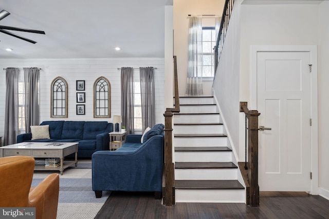 living room featuring dark hardwood / wood-style floors