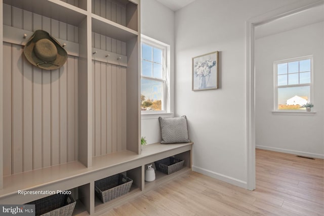 mudroom with light wood-type flooring