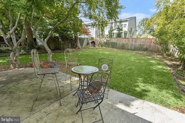 view of yard featuring a fenced backyard and a patio