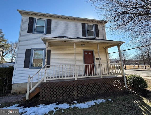 view of front of home with covered porch