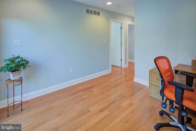 office featuring light hardwood / wood-style floors