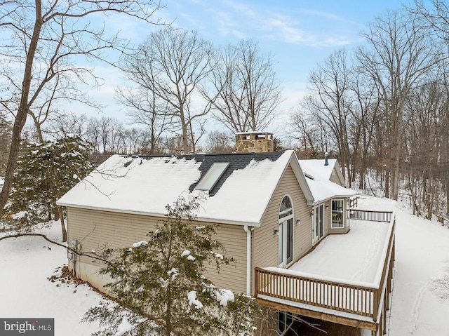 view of snow covered exterior