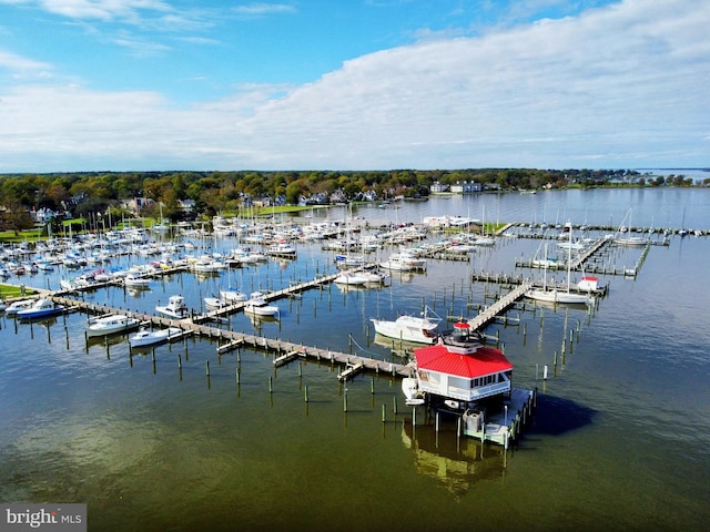 view of dock featuring a water view