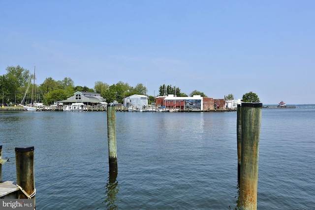 view of water feature featuring a dock