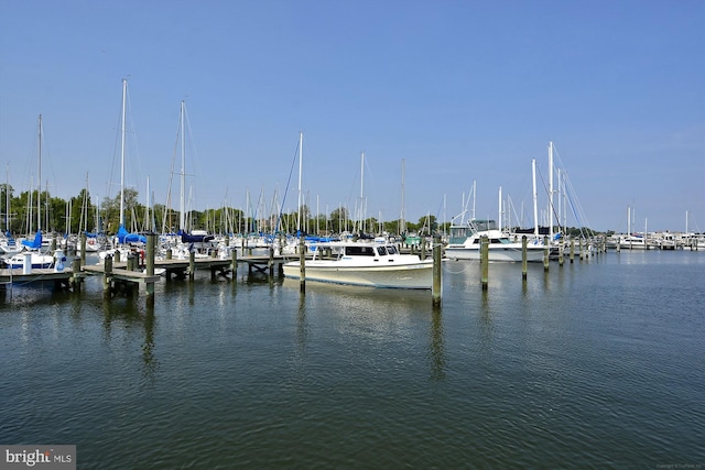 water view with a boat dock