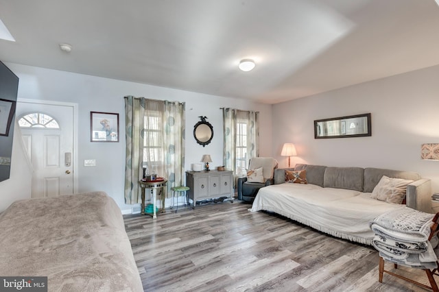 bedroom featuring light hardwood / wood-style flooring