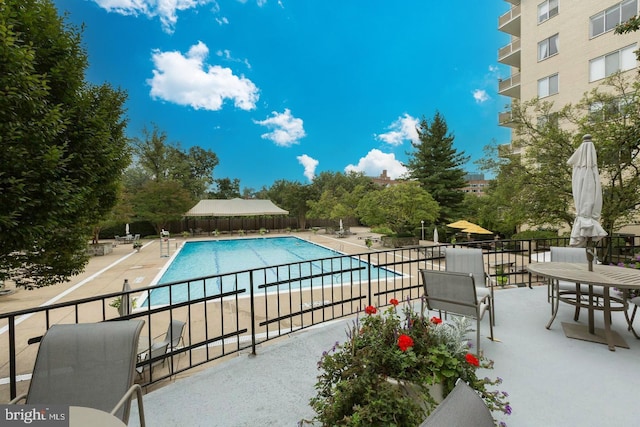 view of pool featuring a patio area