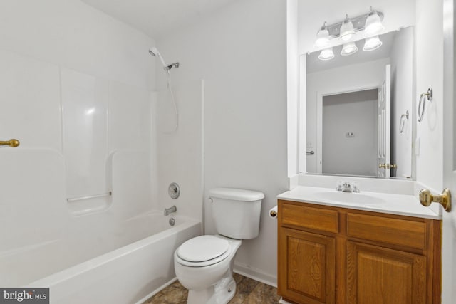 full bathroom featuring vanity, toilet, and shower / bathing tub combination