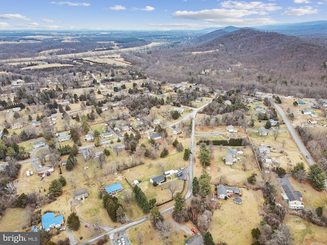 birds eye view of property with a mountain view