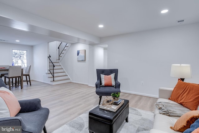 living room featuring light hardwood / wood-style floors