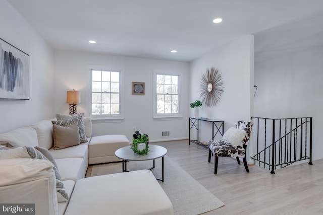 living room featuring light hardwood / wood-style flooring