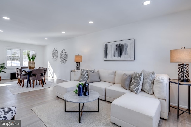 living room featuring light hardwood / wood-style flooring