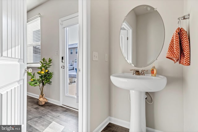 bathroom featuring hardwood / wood-style floors