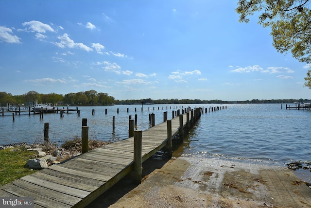 view of dock featuring a water view