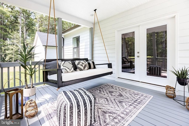 exterior space with french doors and an outdoor hangout area