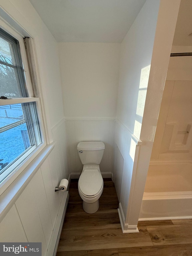 bathroom with wood-type flooring and toilet