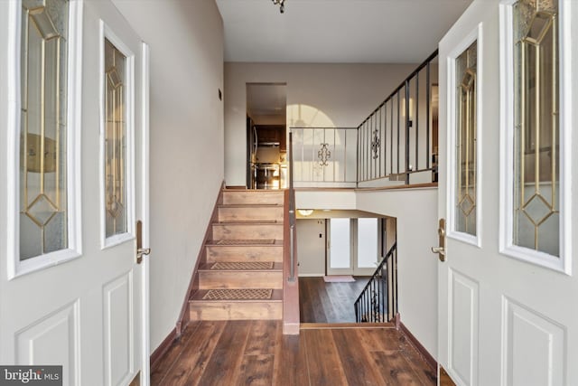 foyer entrance with dark wood-type flooring