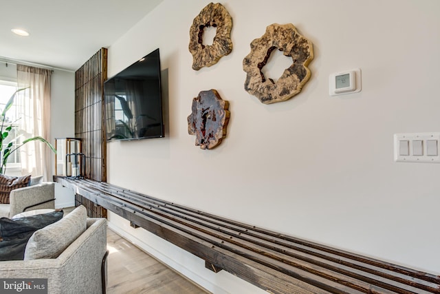 living room featuring light wood-type flooring