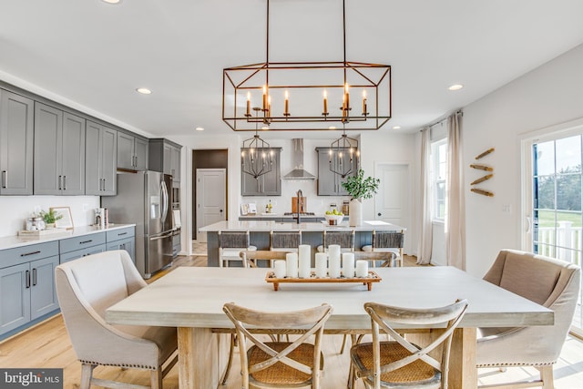 dining area featuring light hardwood / wood-style flooring