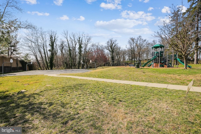 view of yard with a playground