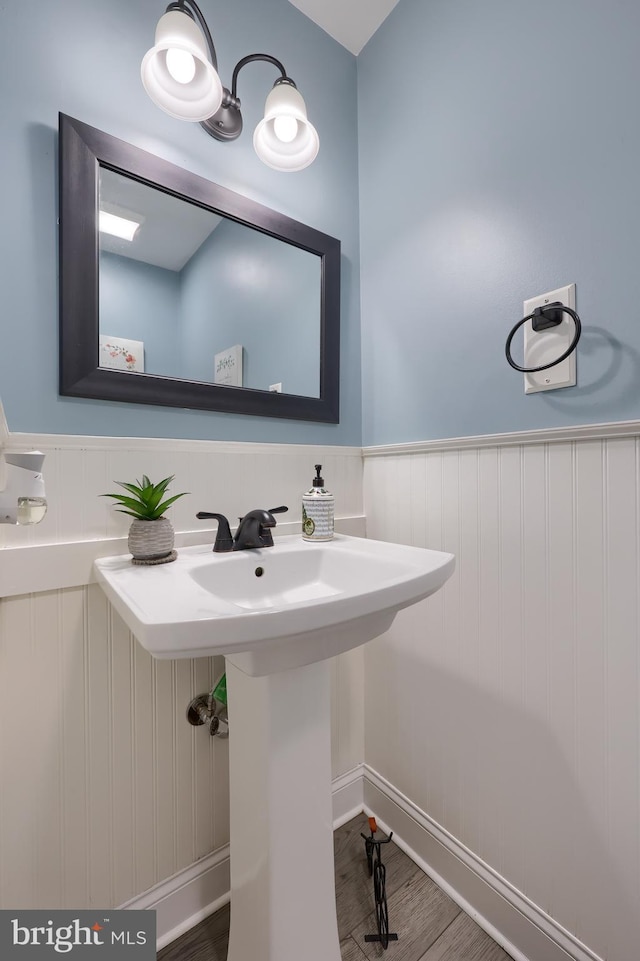 bathroom featuring hardwood / wood-style flooring