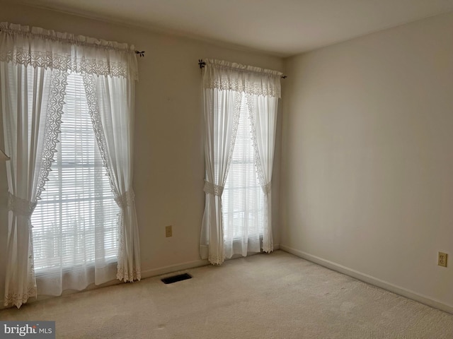 spare room with light carpet