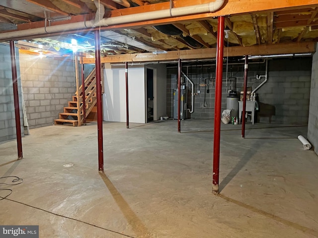 basement with water heater