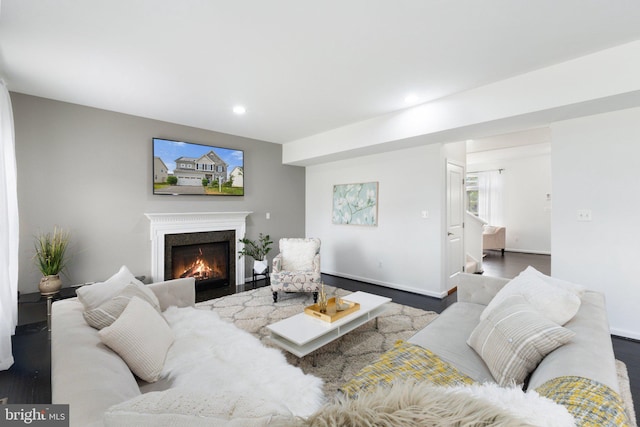 living room with hardwood / wood-style floors