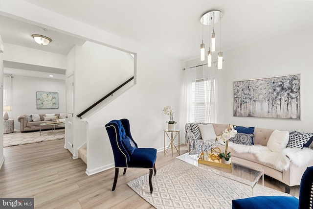 living room featuring light hardwood / wood-style floors