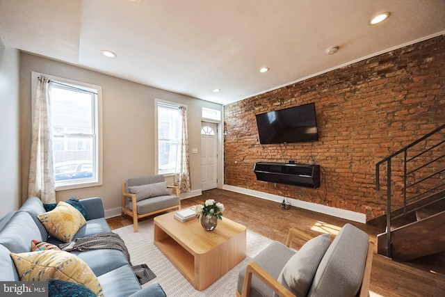 living room featuring wood-type flooring