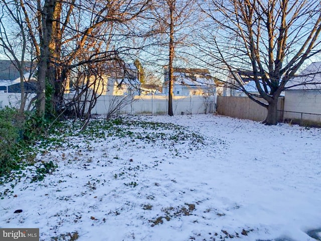 view of yard covered in snow