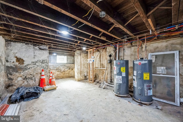 basement with electric water heater