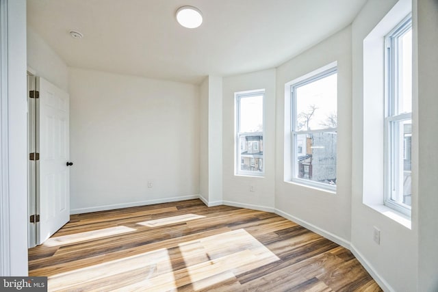 spare room with light hardwood / wood-style floors