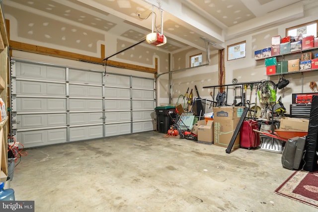 garage with a garage door opener