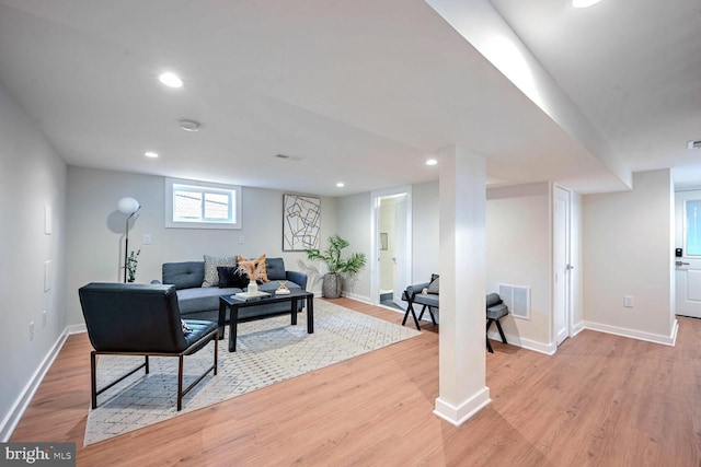 living room featuring light hardwood / wood-style floors