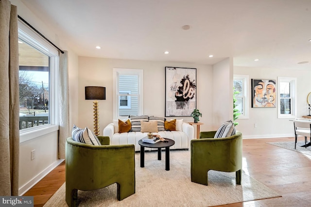 living room with light wood-type flooring