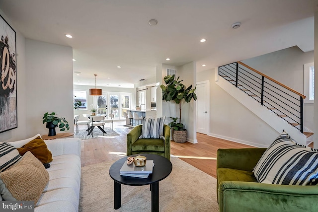 living room featuring light hardwood / wood-style floors