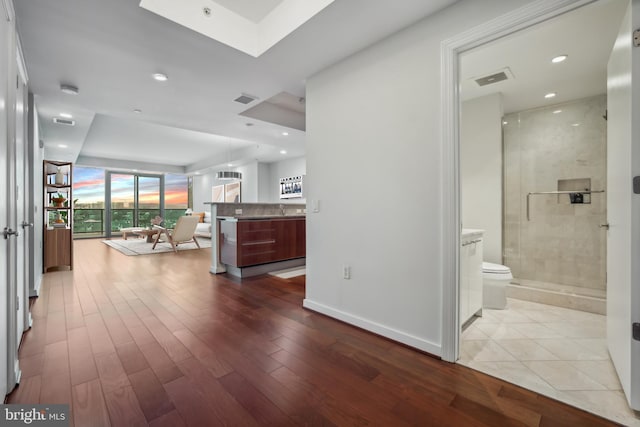 hall featuring light hardwood / wood-style floors