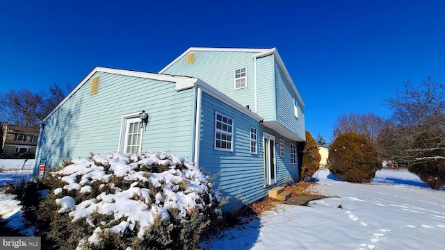 view of snow covered exterior