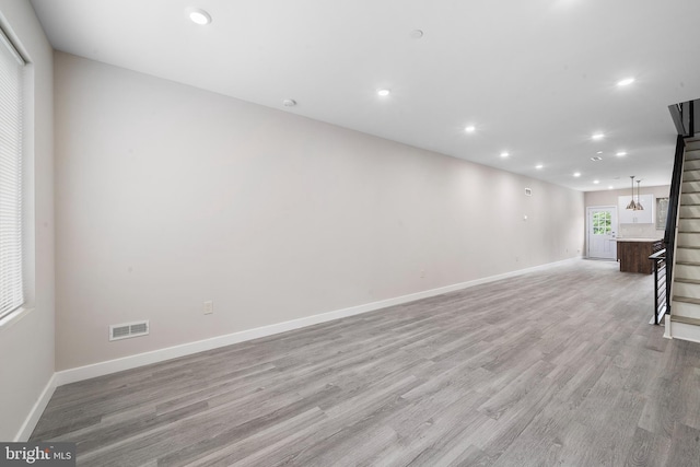 interior space with light hardwood / wood-style floors