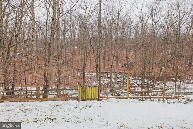 view of yard covered in snow