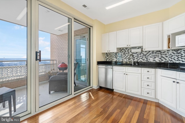 kitchen with white cabinetry, plenty of natural light, sink, and stainless steel dishwasher