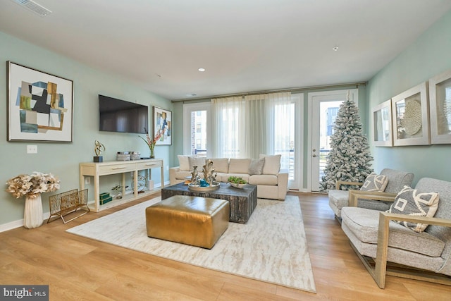 living room featuring light hardwood / wood-style flooring