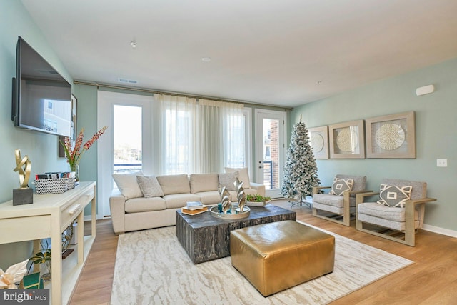 living room featuring light hardwood / wood-style floors