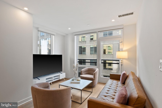 living room with hardwood / wood-style floors