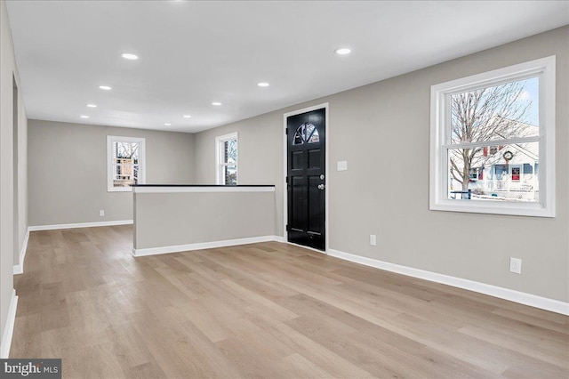 interior space with light hardwood / wood-style flooring