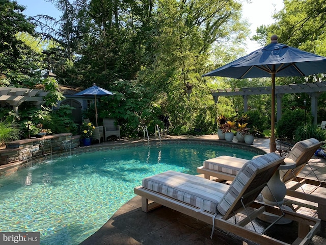 view of pool featuring a pergola