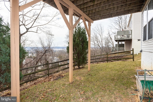 view of yard featuring fence